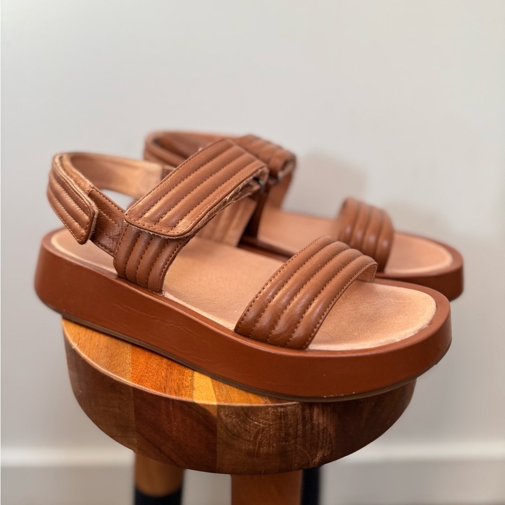 Madewell Brown Platform Sandals with Pleated Straps